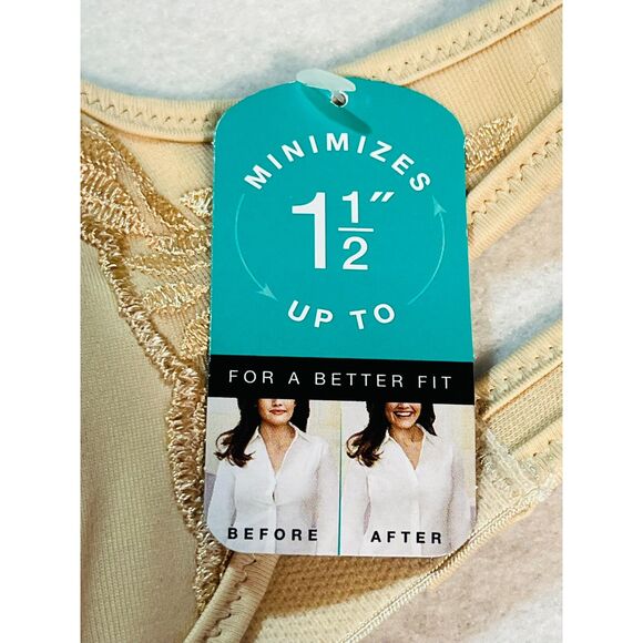 NWT Bali Minimizer Bra 42DDD Nude Satin Underwire Soft Cup Passion For Comfort - Picture 5 of 7